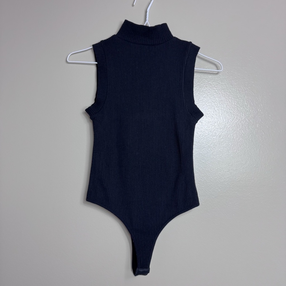Black Ribbed Bodysuit One Size
